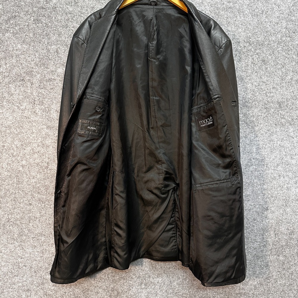 Alfani Leather Jacket Mens Size 48 L Positano Black Sport Coat Blazer Soft - Picture 5 of 12
